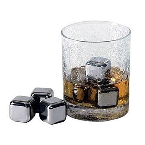 stainless steel ice cubes in black box with tongs|Final Touch Stainless Steel Cubes, Set of 8 with Tray & Tongs .